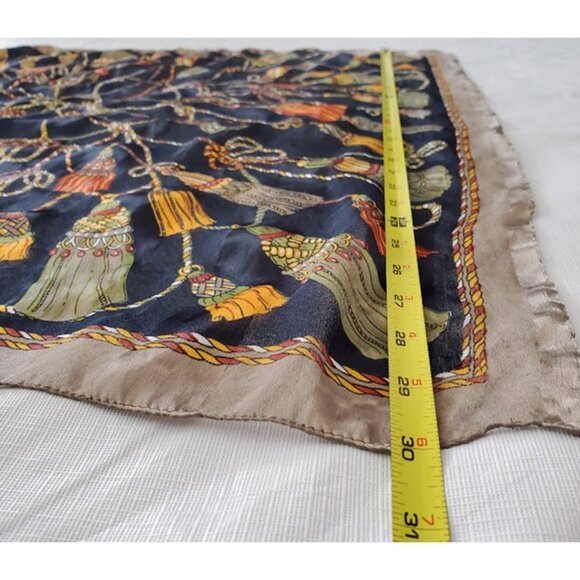 Tassel Print Silky Multicolor Scarf 30" x 30" - Picture 4 of 4